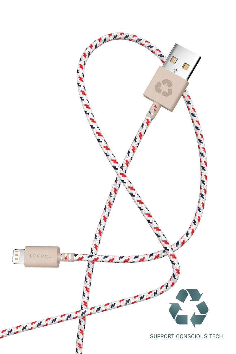 Spiral iPhone Lightning cable · 2 meter · Made of recycled fishing nets