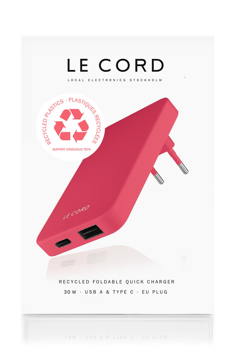 New Coral ReCharger · 30W PD Recycled Wall Charger