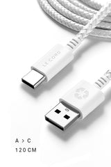 Câble USB A vers type C super pâle · 1,2 mètre · Fabriqué à partir de plastiques recyclés