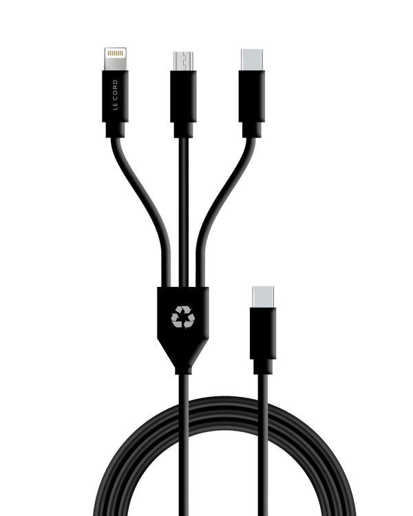 3 in 1 multi cable USB-C · Made of recycled plastics