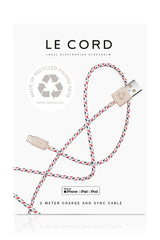 Cable Lightning para iPhone en espiral · 2 metros · Fabricado con redes de pesca recicladas