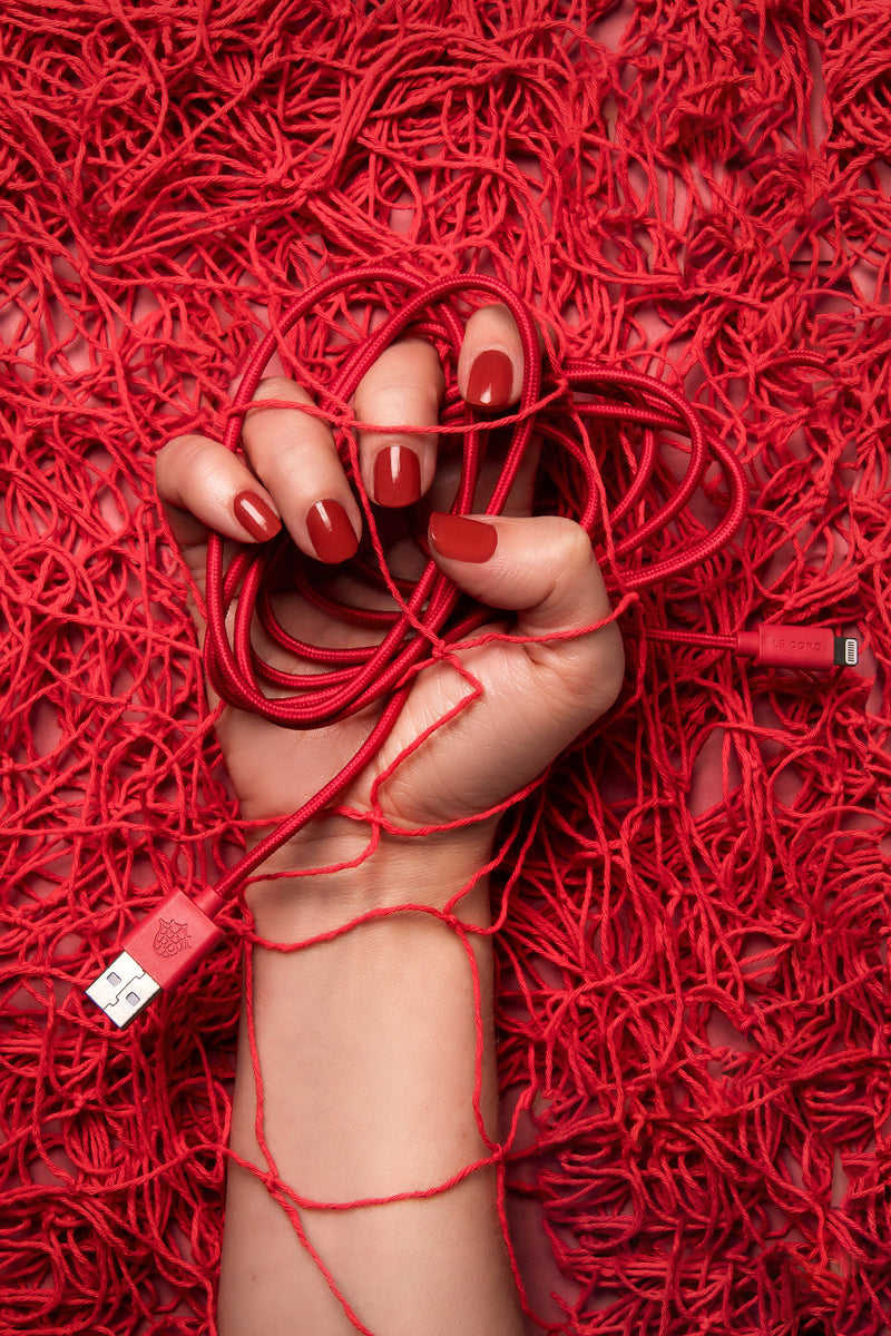Le Cord sustainable red iPhone cable
